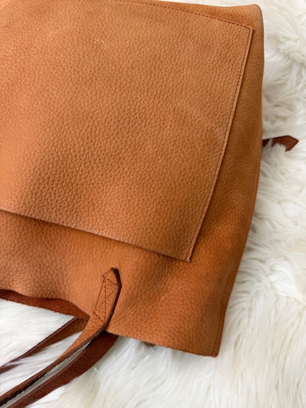Madewell Cognac Leather Tote with Front Pocket - Picture 7 of 12